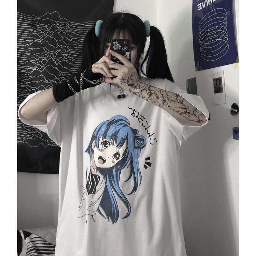 Áo thun tay lỡ Unisex, áo phông form rộng ANIME M440