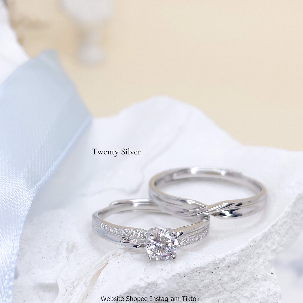 Nhẫn Đôi Bạc NDARJ8463. Nhẫn Đôi Bạc S925 Tình Yêu Nam Nữ 20Silver