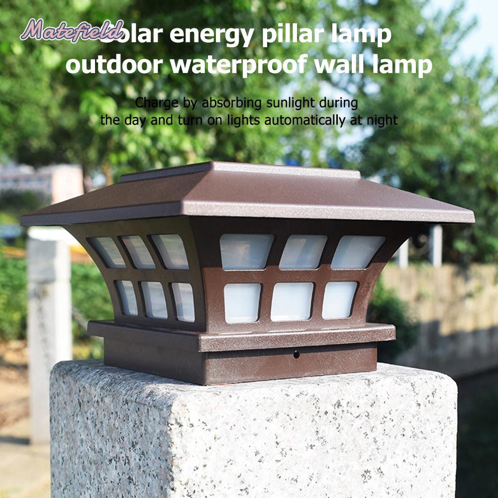 LED Solar Pillar Lamp Waterproof Courtyard Porch Lawn Garden Column Light