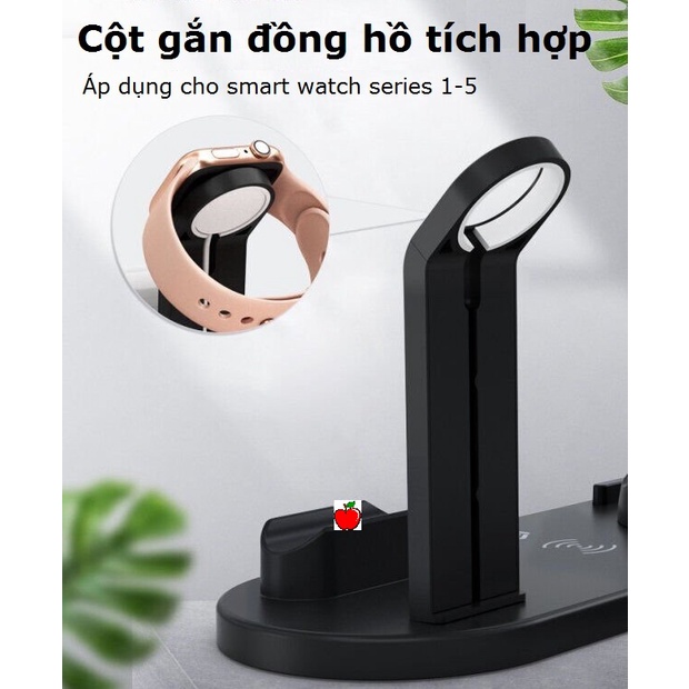 Đế sạc không dây 3 trong 1 sạc nhanh cổng light android type-c điện thoại máy tính bảng - Gutek BXD-07A