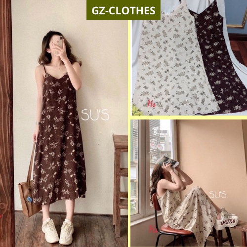 Đầm 2 dây nữ họa tiết sang chảnh, váy nữ xinh đi chơi dáng đẹp, maxi đi biển dáng rộng cực xinh - GZ CLOTHES C70