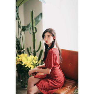 Đầm chấm bi đỏ Cardi