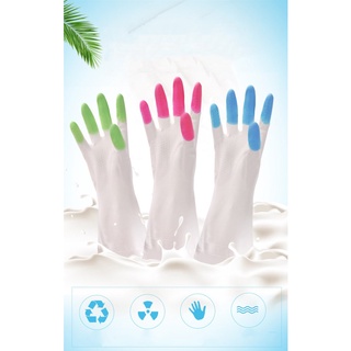 Găng tay chống thấm gia đình Thicken Housework Dishwashing Gloves Kitchen Plastic Cleaning Latex Rubber Waterproof Gloves Household Laundry Rubber Gloves