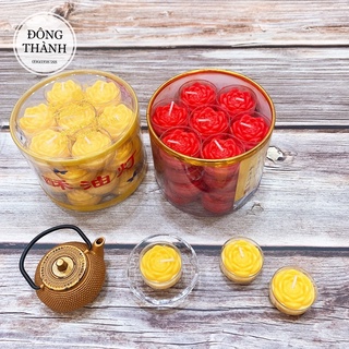 Hộp nến Tealight 28 viên bơ thực vật hoa sen nổi, nến bơ không khói, không muội, nến an toàn