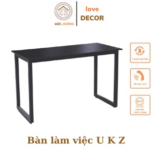 Bàn làm việc chữ U K Z - Bàn học tập Mặt gỗ MDF khung sơn tĩnh điện đen  - Kích thước bàn cỡ lớn - Bảo hành 12 tháng