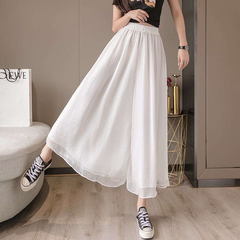 Quần dài giả váy ống rộng vải voan thời trang mùa xuân cho nữ