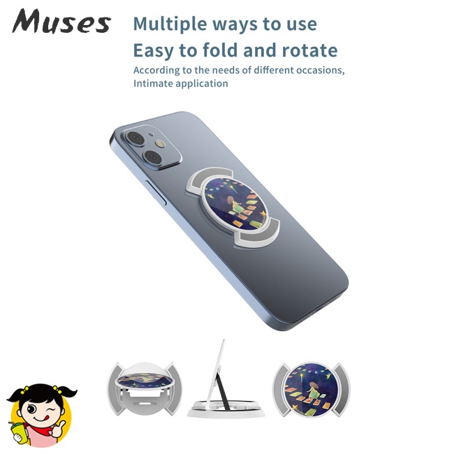 Giá Đỡ Điện Thoại Kiêm Sạc Không Dây Từ Tính Đa Năng Màu Trơn Hình Tròn (Họa Tiết Ngẫu Nhiên)