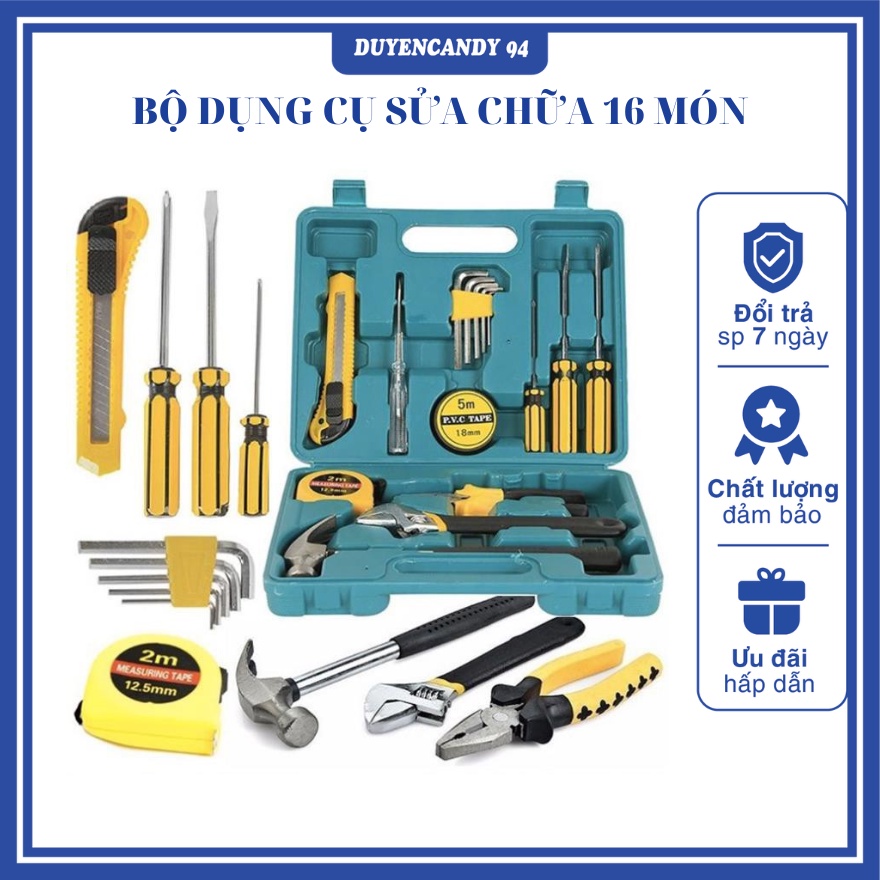 Bộ dụng cụ sửa chữa đa năng 16 món , Dụng cụ sửa chữa dùng cho gia đình bằng thép không gỉ