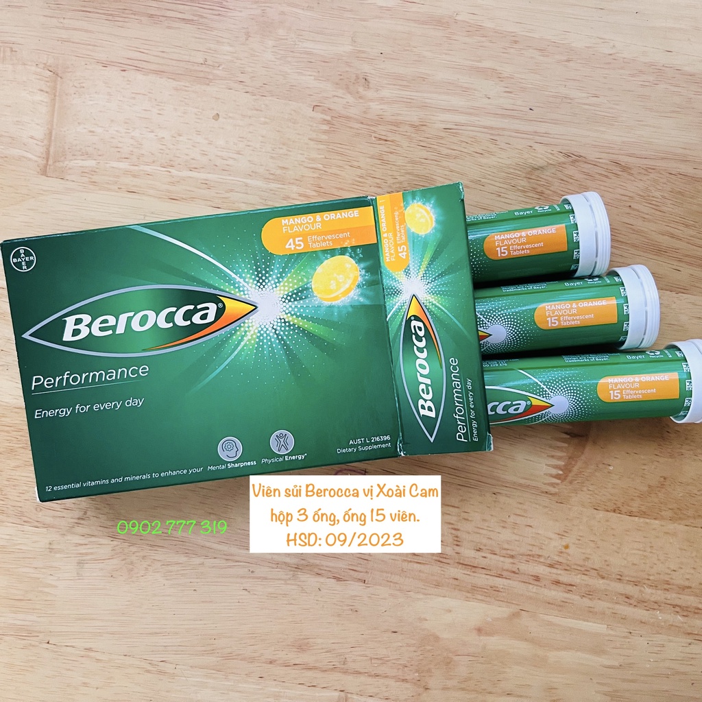 Viên sủi berocca úc, ống 15 viên vị cam - ảnh sản phẩm 2