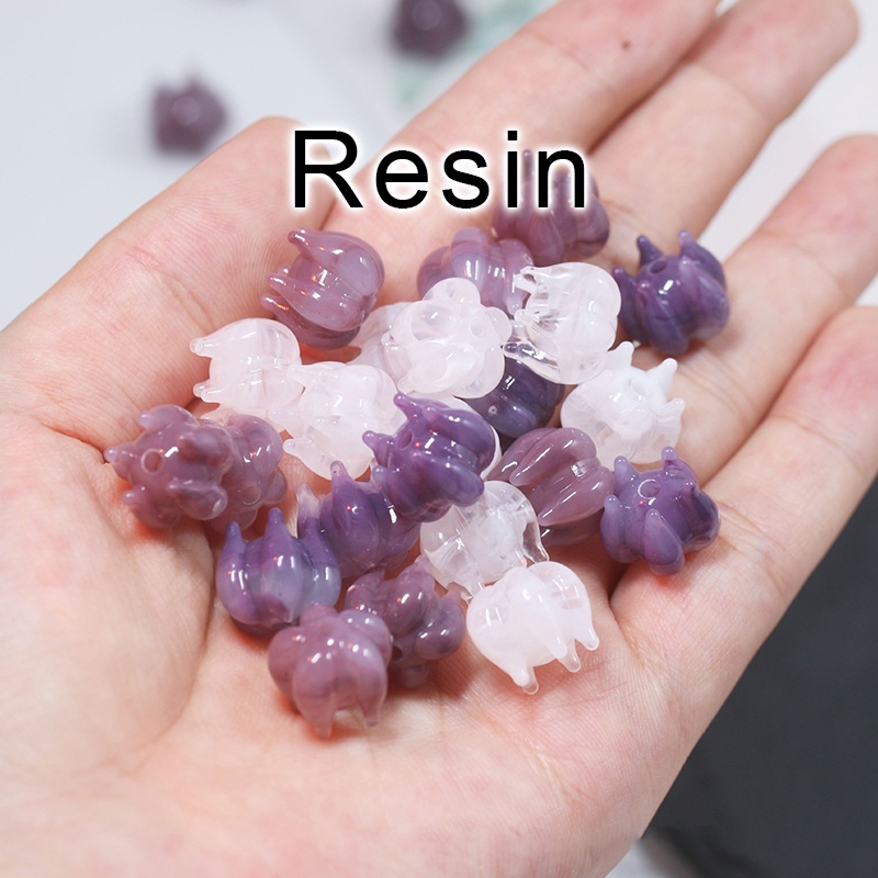 Hoa linh lan 10*12mm chất liệu thuỷ tinh hoặc resin nguyên liệu làm trâm làm trang sức cổ trang cosplay cổ phục
