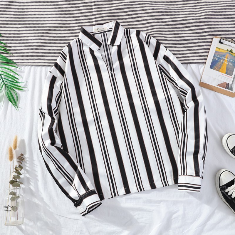Men's fashion style striped long-sleeve shirt