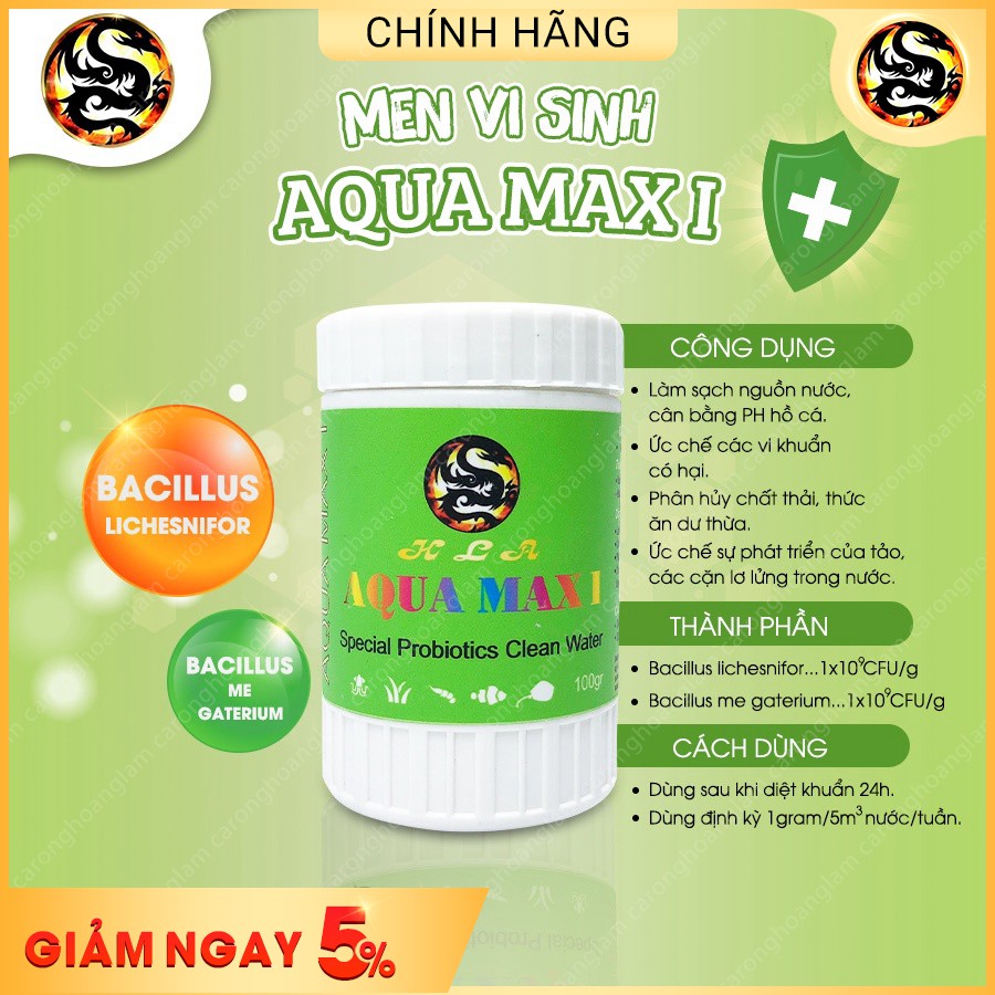 Men Vi Sinh  Aqua Max 1-Làm Trong Nước Hồ Cá, Xử Lý Mùi Hôi Trong Nước