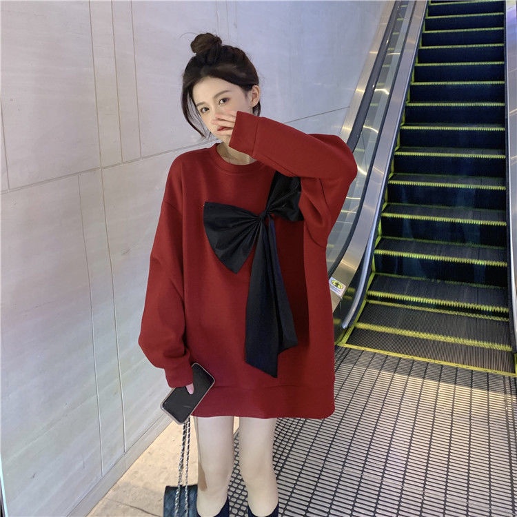 COZOK Áo sweater tay dài đính nơ thời trang Hàn Quốc