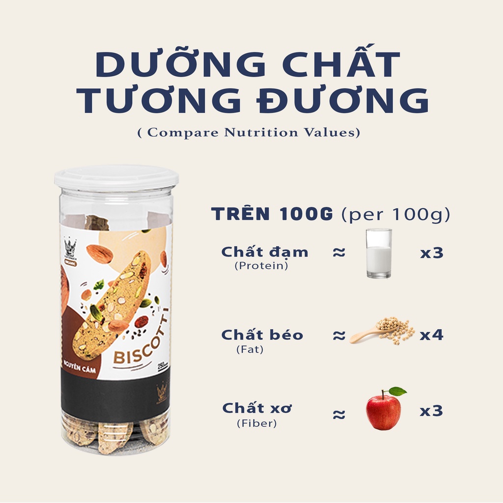 [Mã BMLT35] [SET ĂN KIÊNG 1] Granola 250gr + Yến Mạch 500gr + Bánh Biscotti Original Vua Yến Mạch 250gr