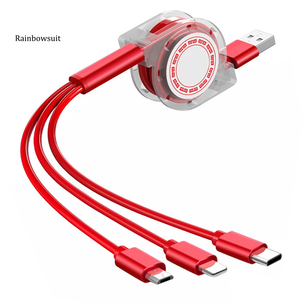 Cáp sạc nhanh 2A cổng micro USB type c 3 trong 1 cho Android iPhone