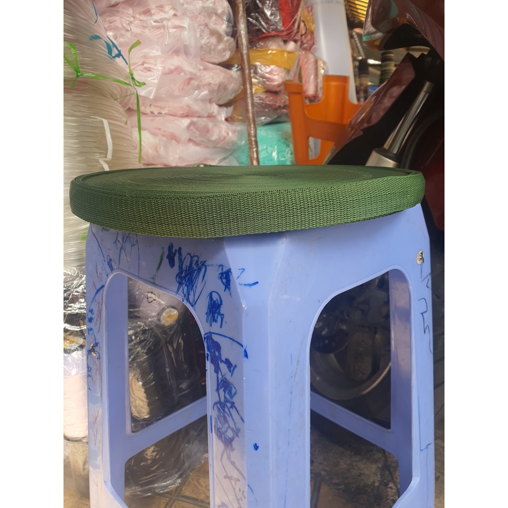 Dây đai cotton, dây dù, dây quai túi màu rêu - xanh lá cao cấp size 2cm-5cm