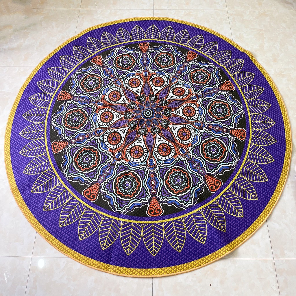 THẢM TRÒN YOGA 1M8 - THẢM MANDALA - ĐẾ CAO SU CHỐNG THẤM - TRƠN TRƯỢT