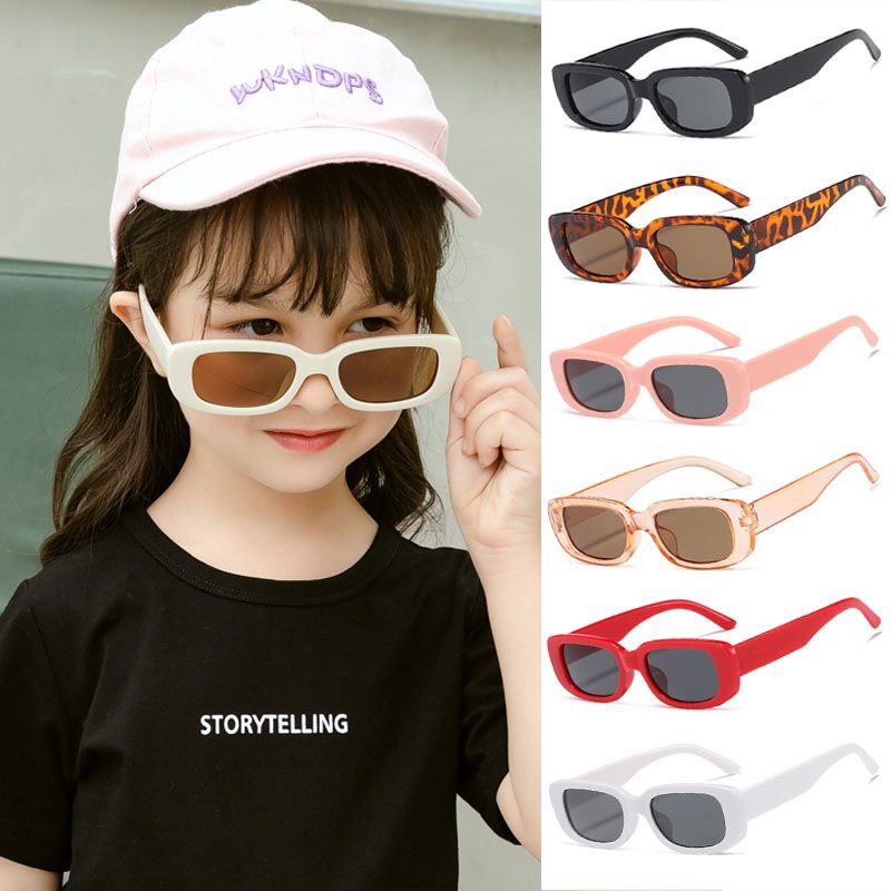 Kính Mát Hình Oval Màu Trơn Chống Tia UV400 Thời Trang Hàn Quốc Cho Bé