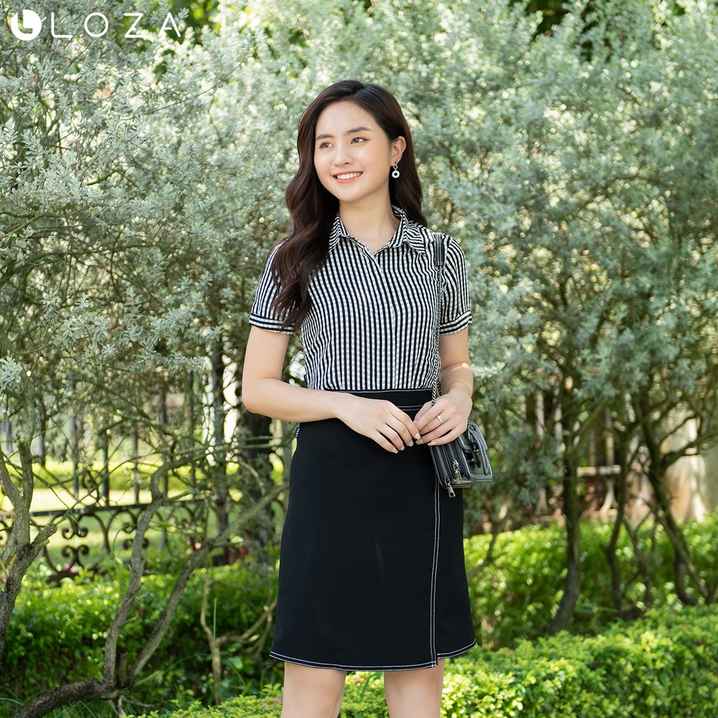 [Mã WAFAM22 hoàn 15% tối đa 50k xu đơn 150k] Áo sơ mi kẻ cổ đức cộc tay LOZA PS1001 | BigBuy360 - bigbuy360.vn