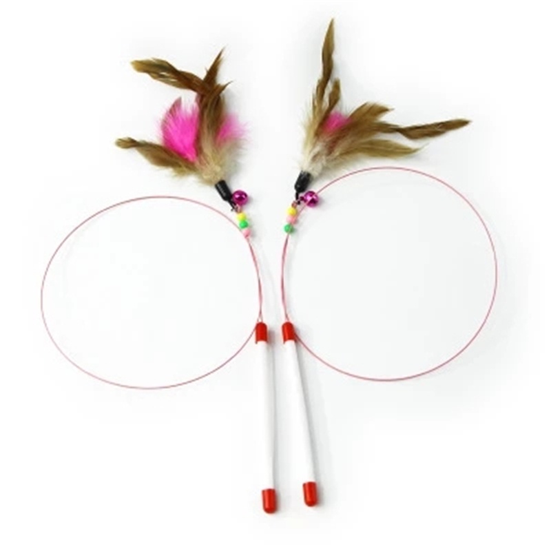 Đồ chơi que nhử mèo gắn lông vũ 100cm