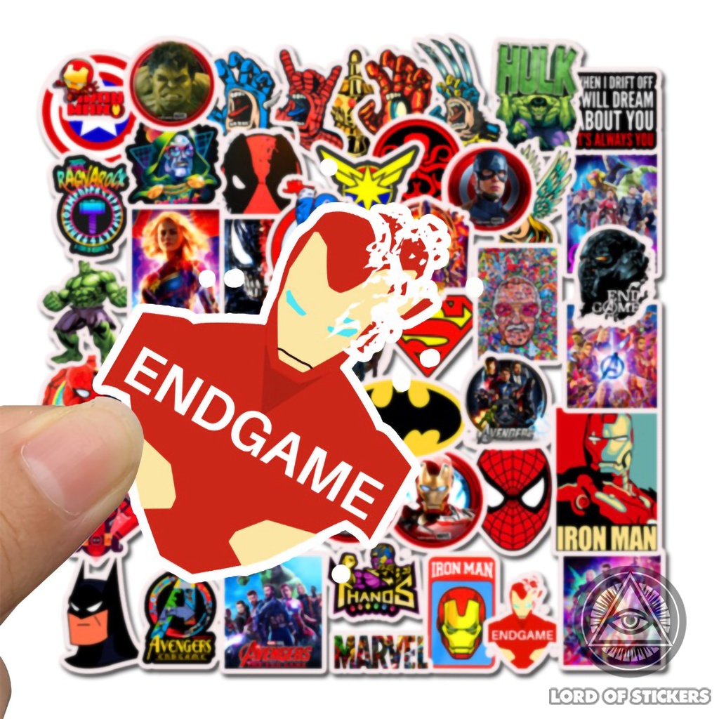 Set 50 Nhãn Dán Siêu Anh Hùng Marvel DC Sticker Phim Hoạt Hình Chống Thấm Nước Trang Trí Mũ Bảo Hiểm, Ván Trượt, Laptop