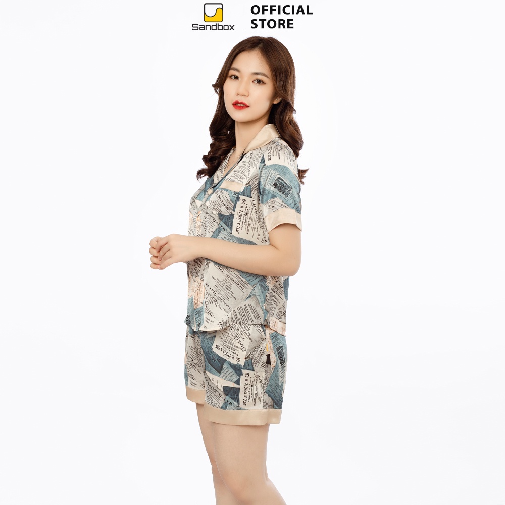 Đồ Bộ Nữ SANDBOX Pijama Quần Đùi, Áo Cộc Tay Chất Lụa Satin Nhật Cao Cấp Thiết Kế Phối Trẻ Trung Mềm Mại(BLD22003)