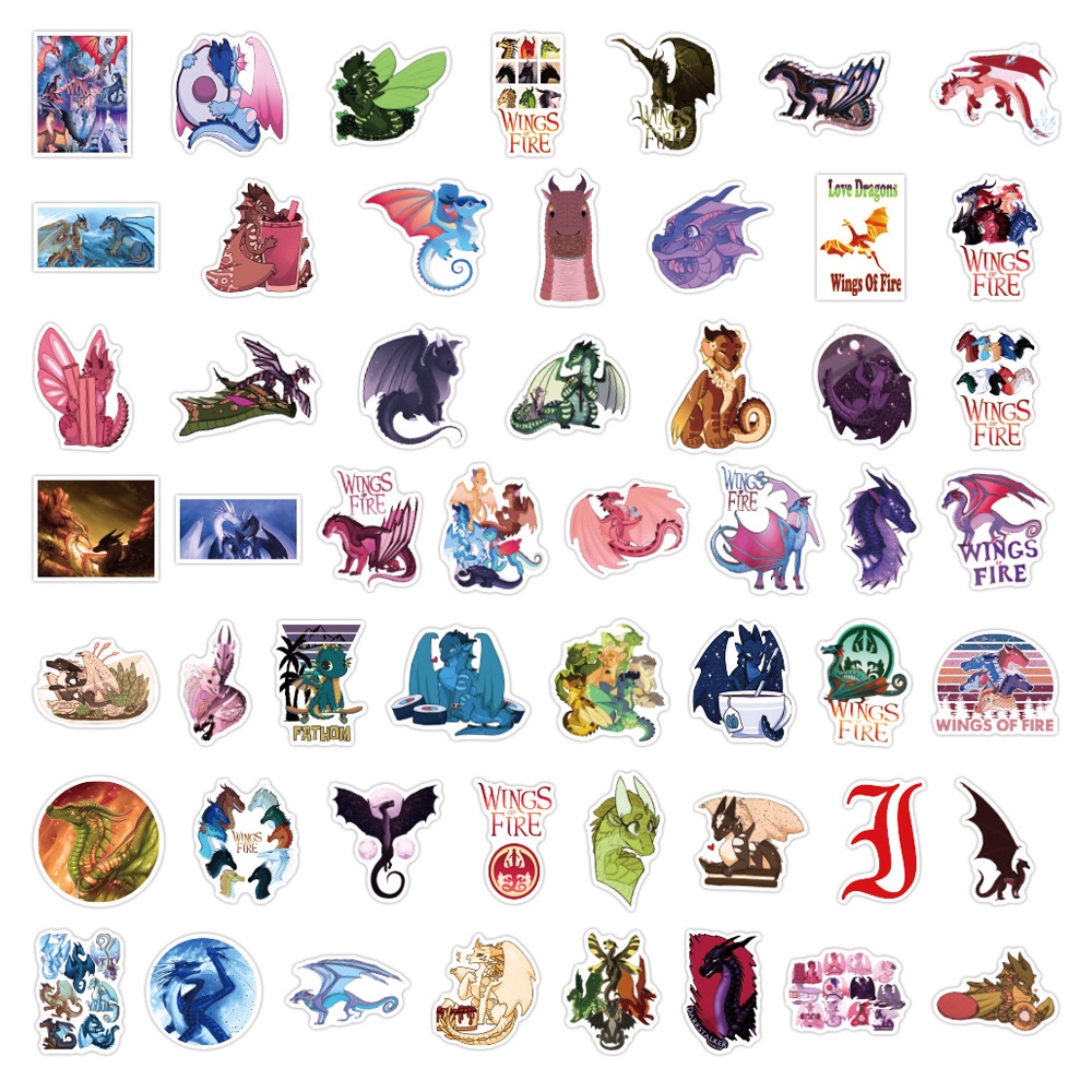 Bộ 100/50 Miếng Dán Chống Thấm Nước Hình Rồng Graffiti Trang Trí Vali/Điện Thoại