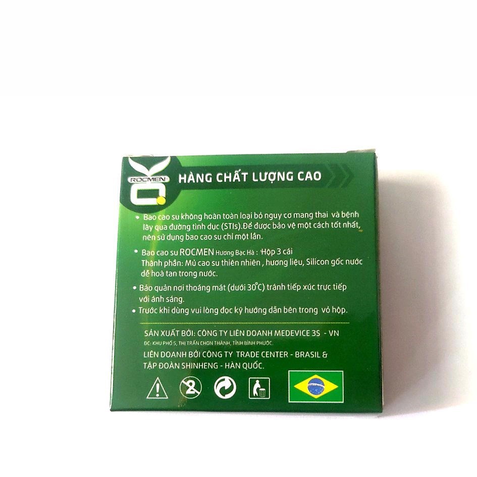 Bao cao su gia đình Ok Rocmen bạc hà mát mạnh - Hộp 3 cái