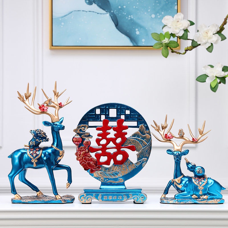 Đồ trang trí Hươu. Tượng Hình Con Hươu May Mắn Sáng Tạo Trang Trí Nội Thất