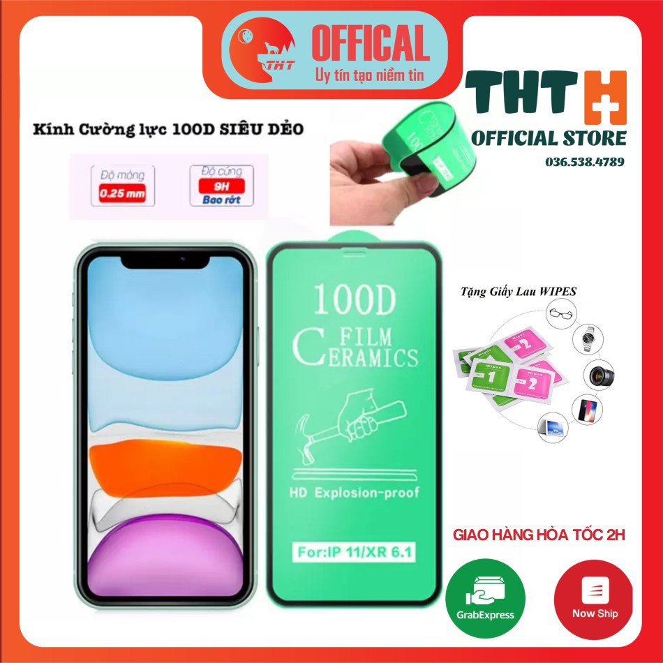 Cường Lực Gốm Dẻo CHống Mẻ Vỡ Viền Full Màn 100D Iphone 6plus/6/7/7plus/8/8plus/x/xs/xs max/11/11 pro/11 promax- Fullbox