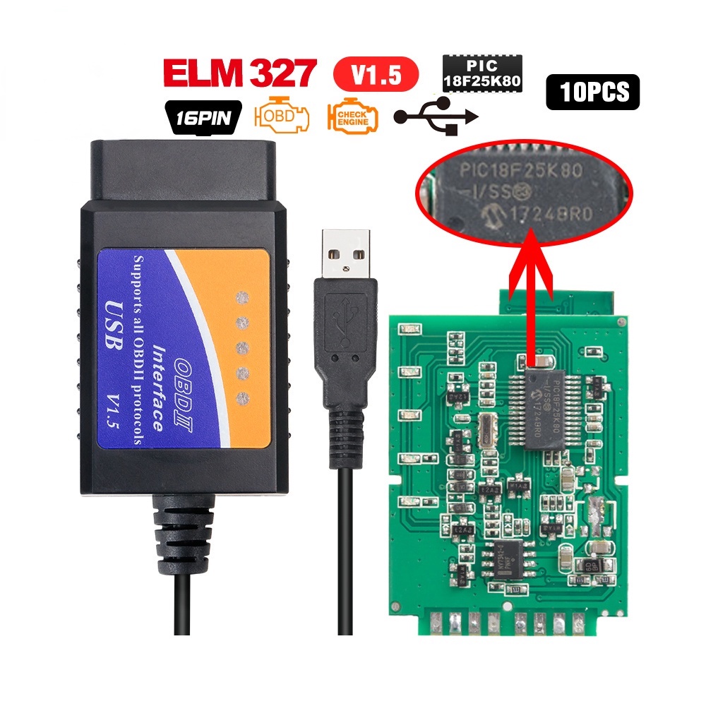 Máy Quét Mã Vạch Siêu Nhỏ elm327 USB V1.5 elm 327 V1.5 wifi obd2 elm327 Kết Nối bluetooth Tự Động Chẩn Đoán