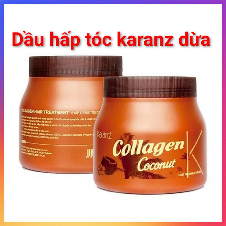 Hấp dầu (kem ủ tóc) mềm mượt, phục hồi khô xơ, hư tổn Collagen Coconut (Hương Dừa) Karanz 1000ml