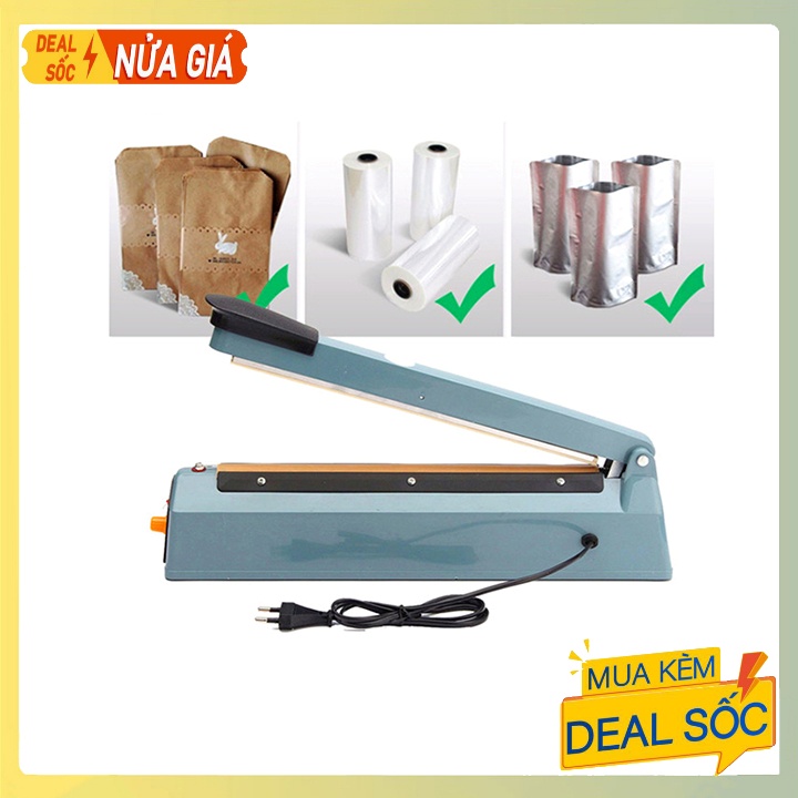 Máy hàn miệng túi bằng tay PFS 200, máy hàn đóng dập miệng túi đa năng