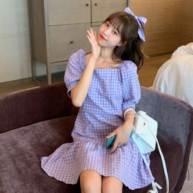 Váy kẻ caro tím ❤