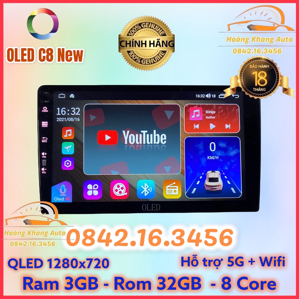 Màn hình android OLED C8 New theo xe i10 2014 - 2020 kèm dưỡng và jack nguồn zin theo xe