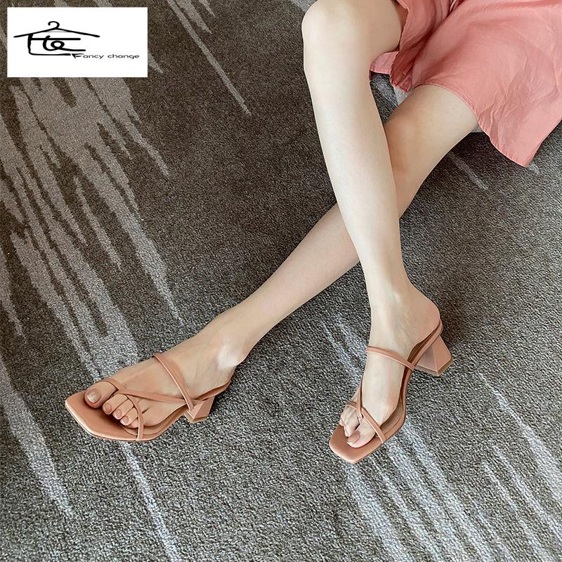 Giày Sandal Cao Gót 2022 Bằng Da Thật Đế Dày Mềm Mại Thời Trang Mùa Hè