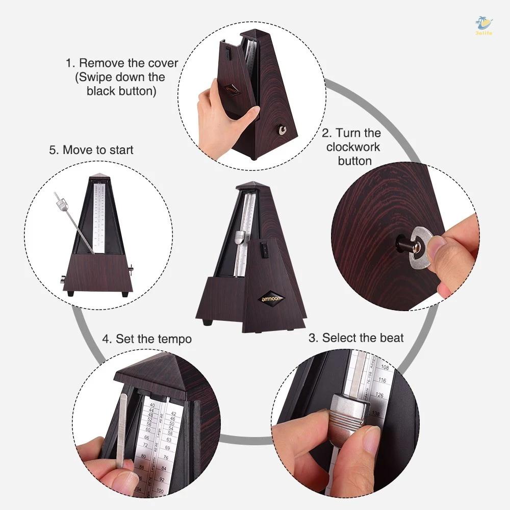 Máy Đếm Nhịp Cơ Học Hình Kim Tự Tháp Bằng ABS Cho Người Mới Bắt Đầu Chơi Đàn Violin Piano Bass Eelfevn6