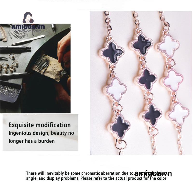 ✨✨Vòng tay kim loại phối mặt hình cỏ bốn lá thời trang Hàn Quốc xinh xắn