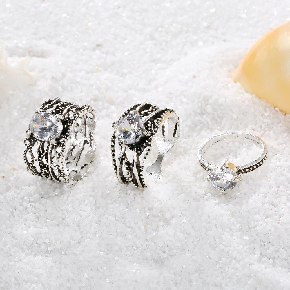 Set 3 Nhẫn Đốt Ngón Tay Phong Cách Bô-Hem Cho Nữ