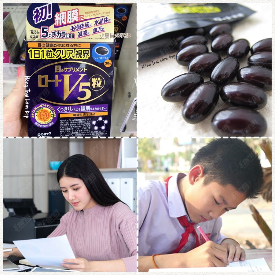 Viên Uống Sáng Mắt Rohto V5 Nhật Bản + Tặng Túi Xách Rohto V5 Như Hình | Thế Giới Skin Care