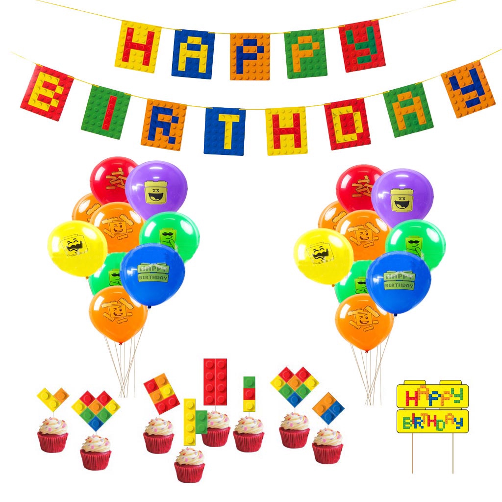 Hoạt Hình Bong Bóng Hình lego Trang Trí Tiệc Sinh Nhật Cho Bé