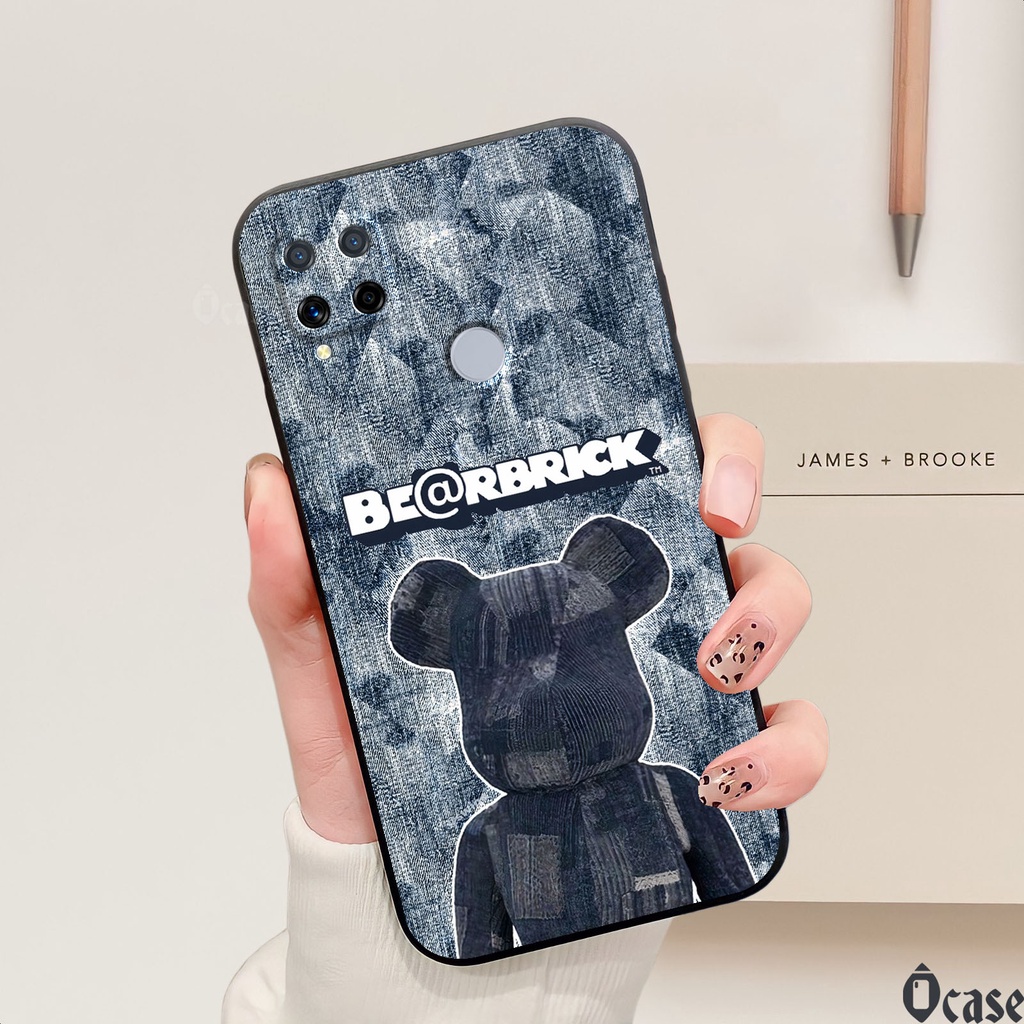 Ốp lưng Realme C15 in hình gấu cạnh viền vuông có bảo vệ camera