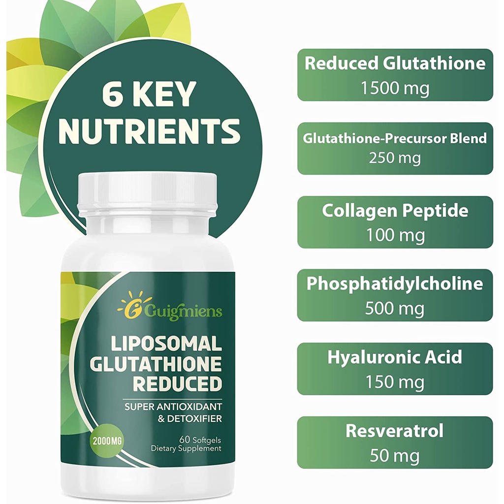 Glutathione 2550mg - Liposomal Glutathione - 7 Thành Phần Trắng Da - Chống Lão Hóa