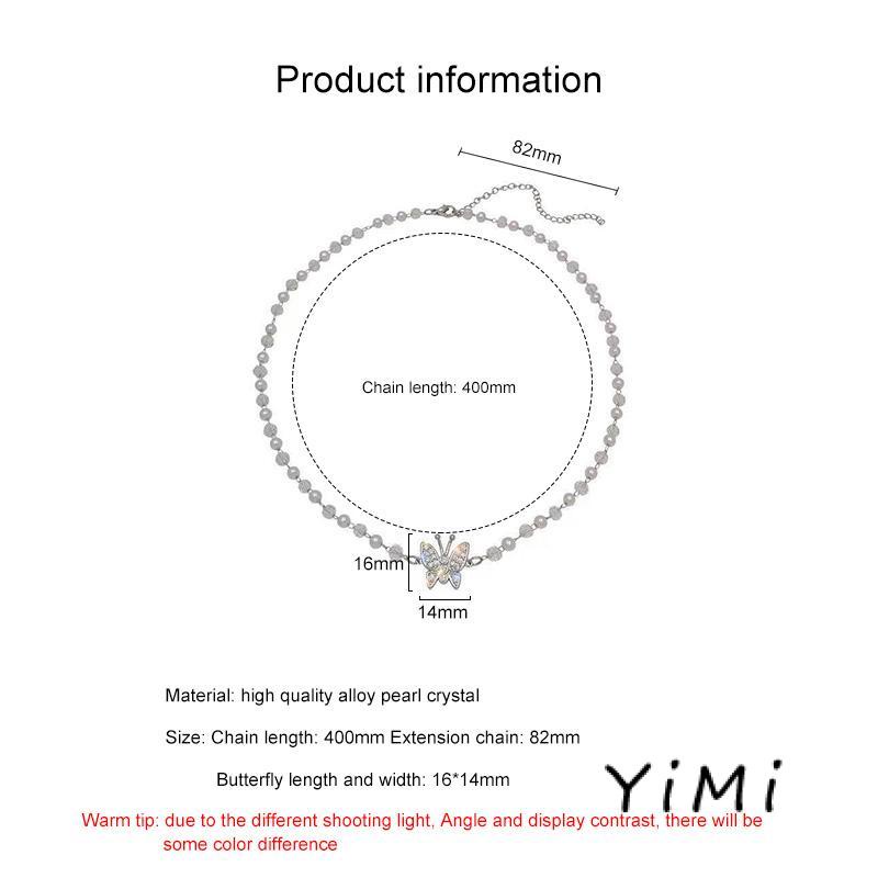 Vòng cổ Mặt Hình Bướm Hello Kitty Đính Ngọc Trai Cao Cấp Sang Trọng