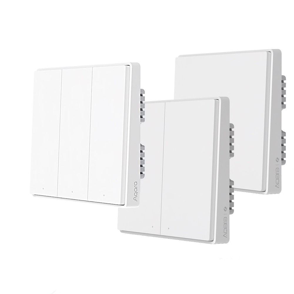 Công tắc âm tường - Aqara D1 có dây N - 2200w có đèn báo, hỗ trợ homekit, 1-2-3 nút bản Zigbee