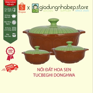 [CHÍNH HÃNG] Nồi Đất Nắp Sứ Sen Cao Cấp Tucbeghi Donghwa 450ml - 1.6L