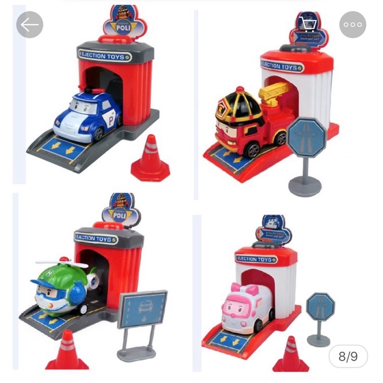 Bộ 4 Xe Và Nhà Đẩy Mô Hình Xe Ô Tô Robocar Poli