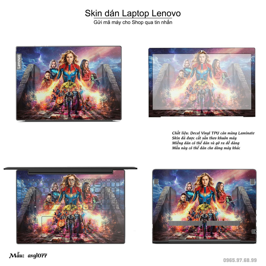 Skin dán Laptop Lenovo in hình Avenger (inbox mã máy cho Shop)