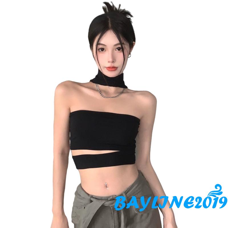 Áo Croptop Không Tay Hở Lưng Màu Trơn Thời Trang Mùa Hè Dành Cho Nữ