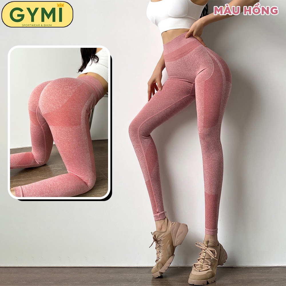 Quần tập gym yoga nữ chun mông GYMI QD39 dáng legging thể thao chất dệt co giãn vân ẩn ống quần MITAOGIRL